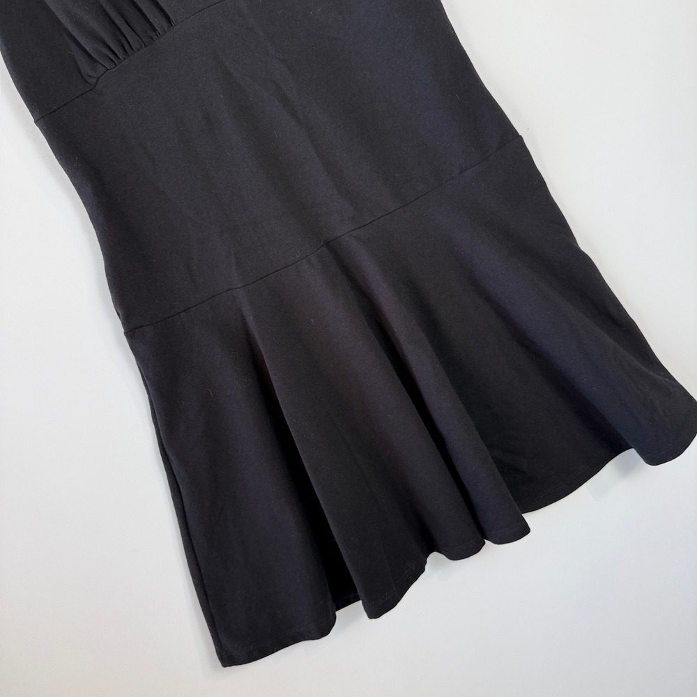 Reformation Mayve Knit Dress Womens Medium Black Organic Cotton Ruched Mini LBD - Picture 5 of 12